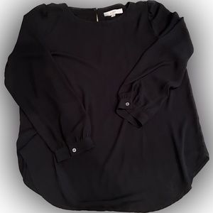 LOFT black long puff sleeve top, size large